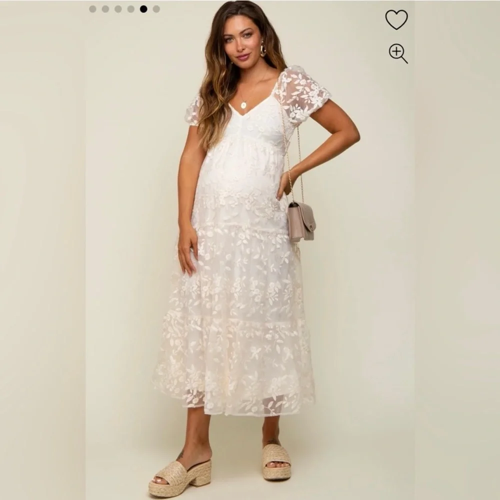 Pinkblush White Floral Lace Maxi Dress